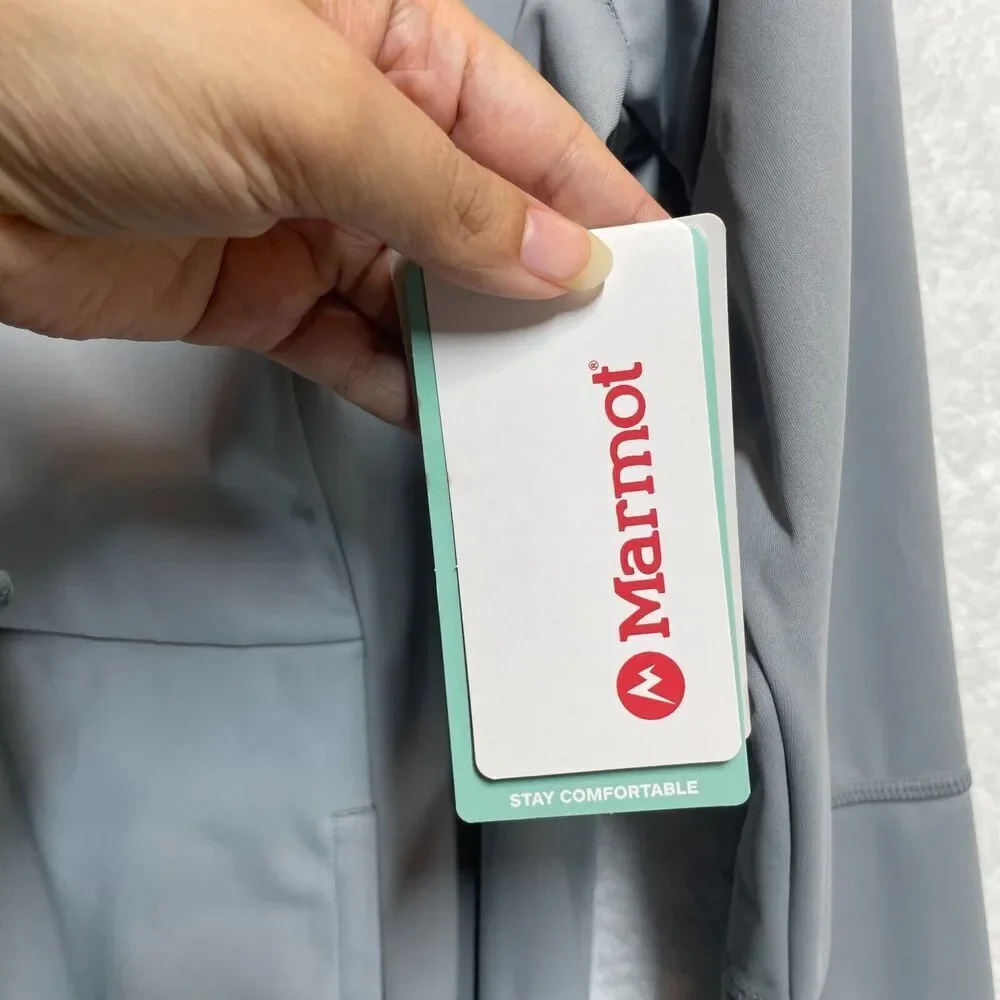 Marmot Womens Zenyatta Hoodie Large Gray Half Zip Softshell Windproof Jacket - Picture 3 of 15